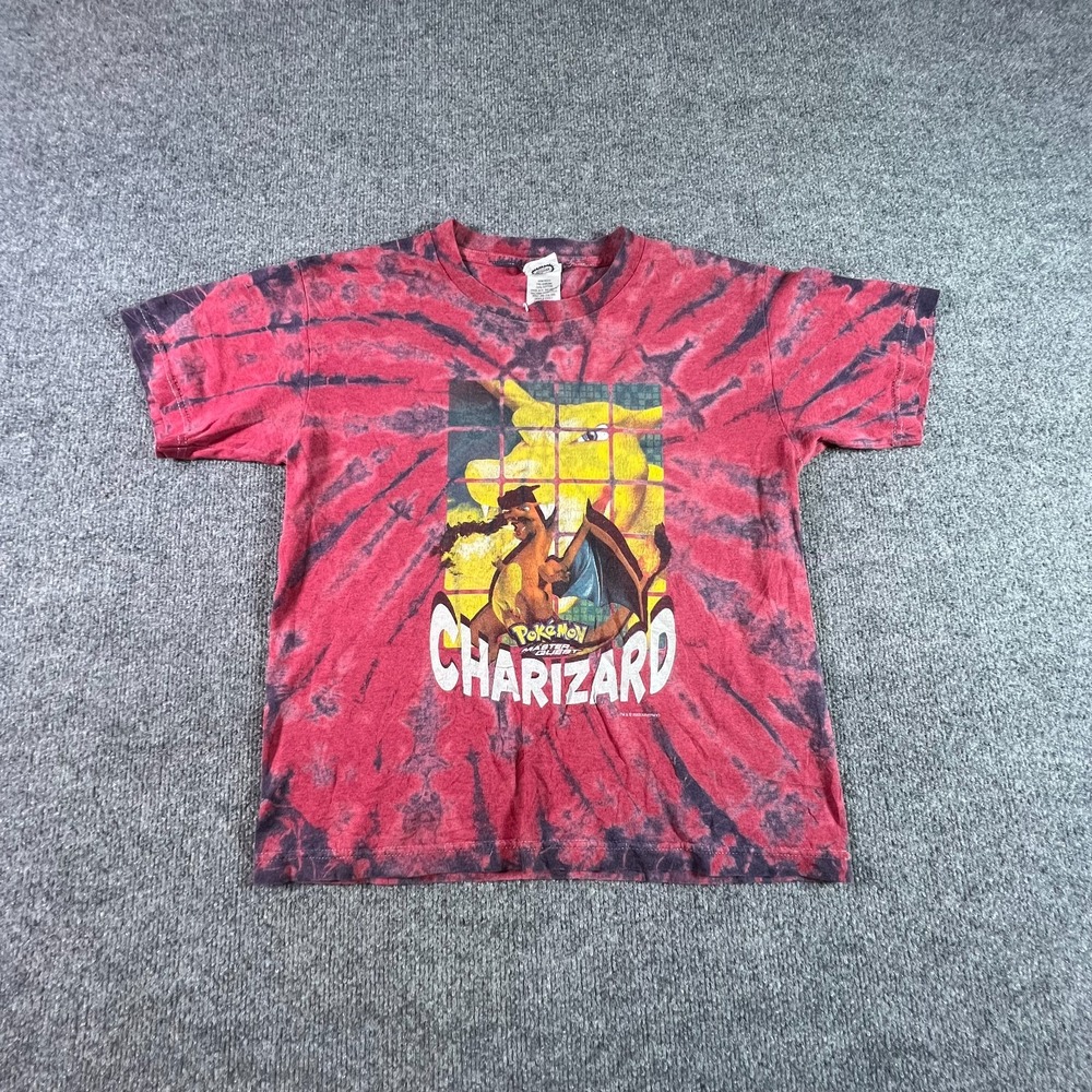 Vintage Nintendo Pokemon Master Quest Charizard Tie-Dye T-Shirt Mens Red S/M